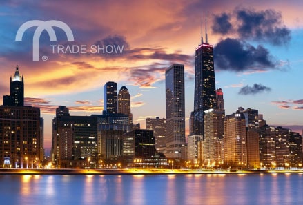 Chicago city skyline at dusk