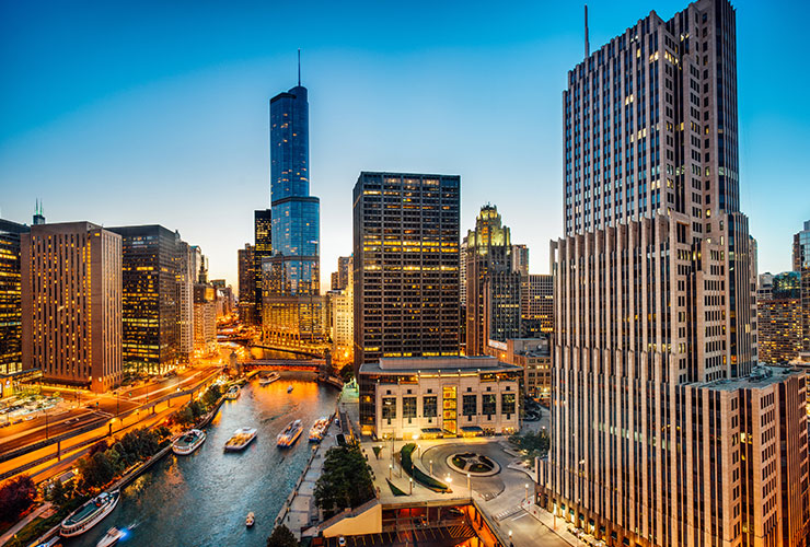 Skyline view of Chicago, Illinois