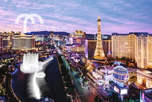 Aerial view of the Las Vegas, NV strip at dusk