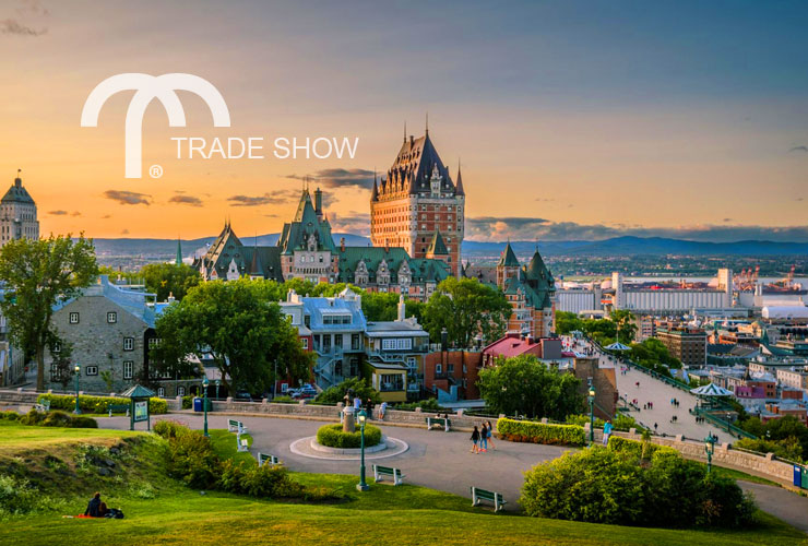 View of the Quebec, Canada city skyline at sunset