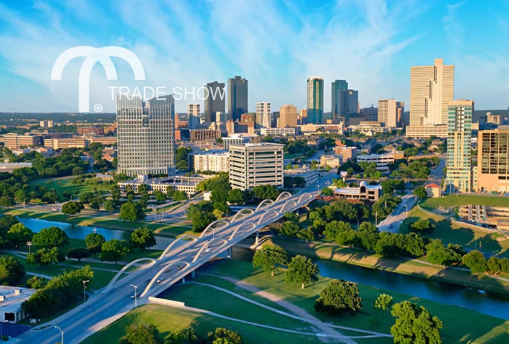 City skyline of Fort Worth, Texas just before sunset